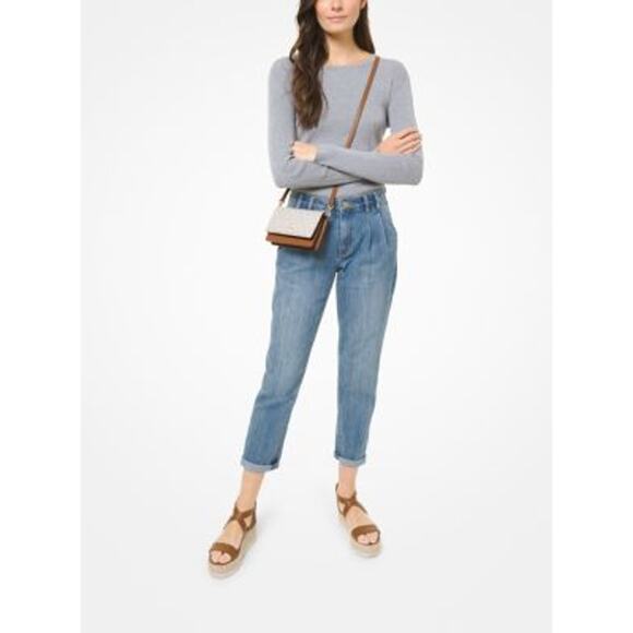 NWT Michael Kors Women Crossbody Bag-Leather- Vanilla/Acorn-OS - Picture 5 of 6